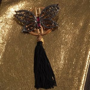 Vintage Unmarked Butterfly Brooch w/ Tassel